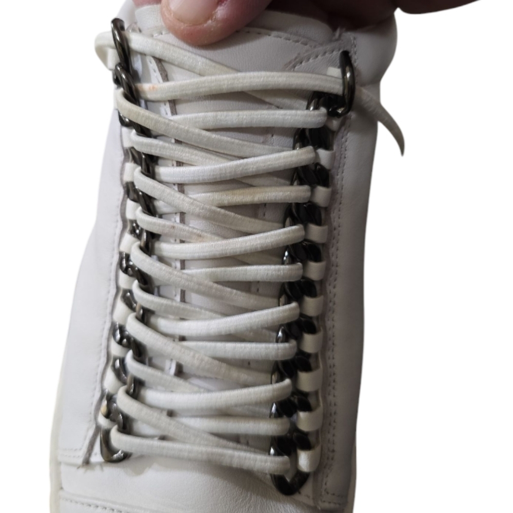 Carvela UK White Sneakers With Metal Chain Lace Through 39 8.5 Elastic Laces - Picture 10 of 11